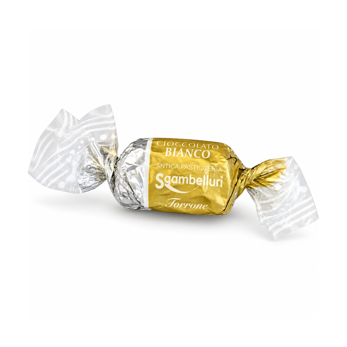 Sgambelluri Torroncini Croccanti Bianchi 250 g su sfondo bianco