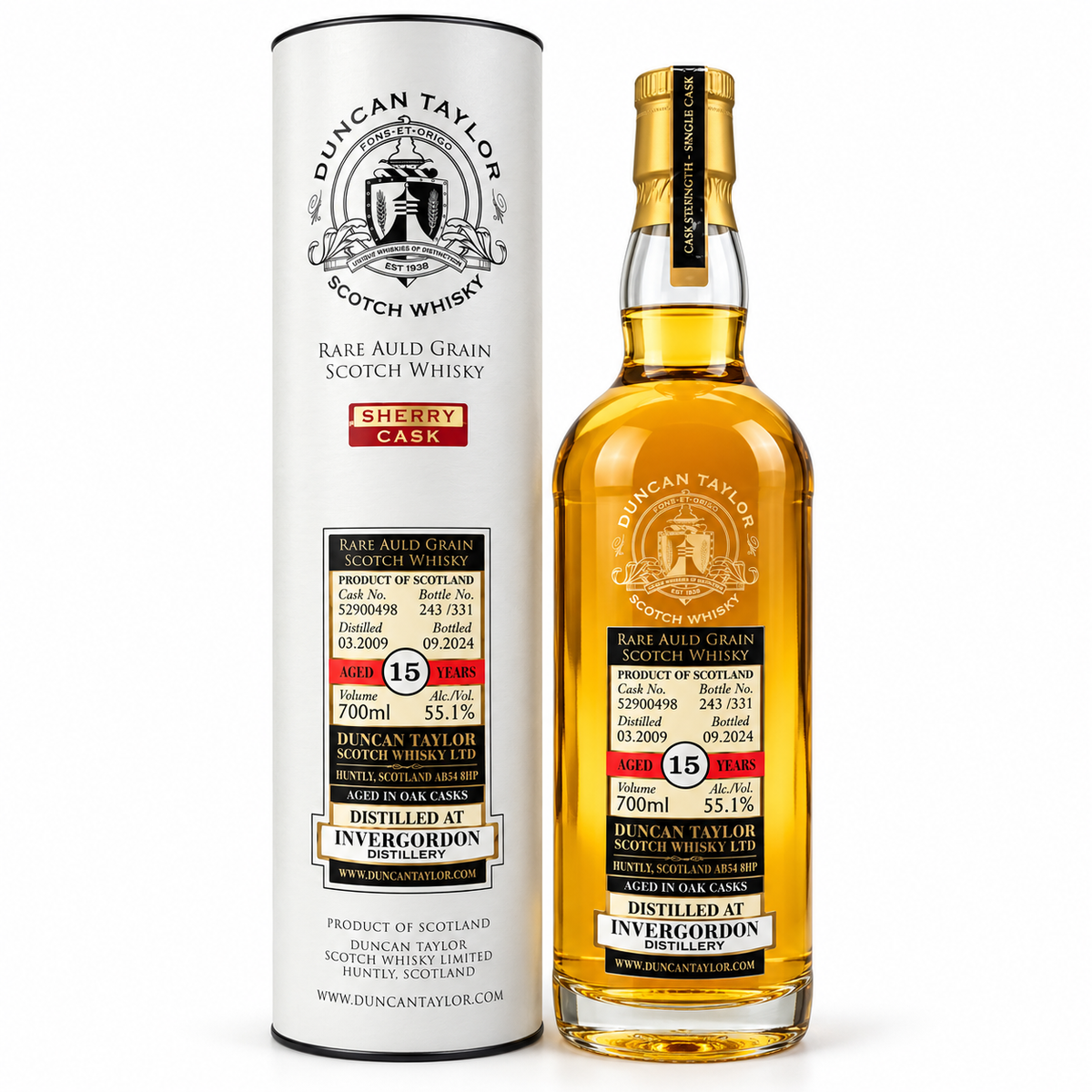 DUNCAN TAYLOR RARE AULD Invergordon Single Grain 2009 15 Anni 55,1% 0,70 L