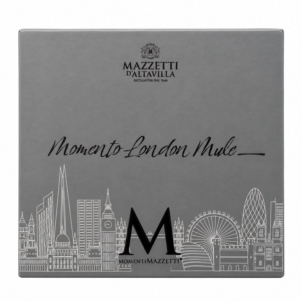 Mazzetti d'Altavilla Momento London Mule Gin Black Edition 46% 50 cl con 2 tazze Mule e jigger