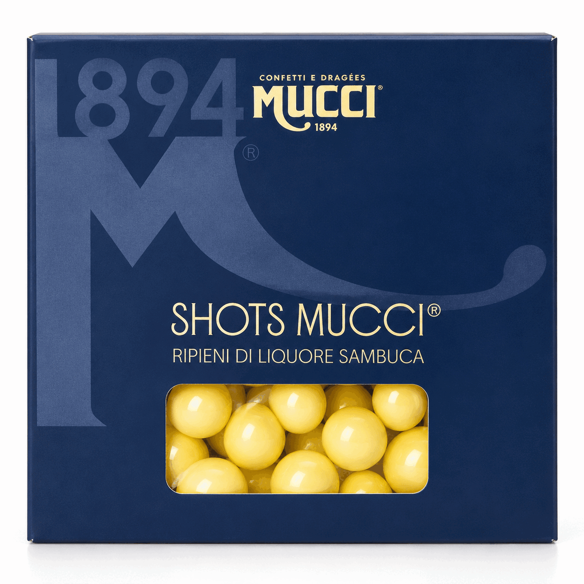 MUCCI GIOVANNI Shots Mucci Dragées al Liquore Sambuca Bianchi - Scatola 500 g
