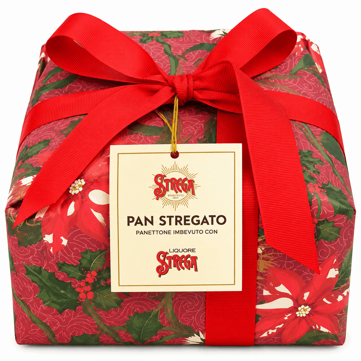 Strega Alberti Pan Stregato 850 g imbevuto al Liquore Strega, incarto rosso con fiocco