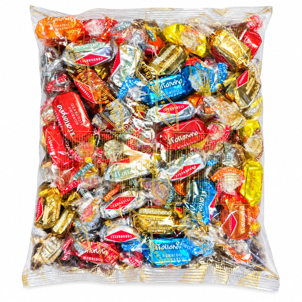 Condorelli Torroncini Morbidi Assortiti 7 Gusti, sacchetto da 1 kg su sfondo bianco