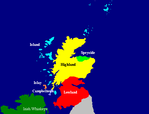 Mappa delle regioni del whisky scozzese