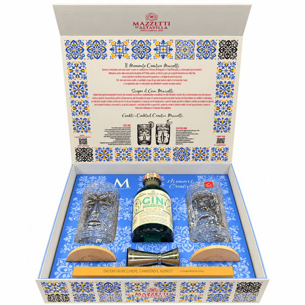 Mazzetti d'Altavilla Momento Creativo con Gin, Bicchieri Tumbler Tiki, Jigger e Cannucce (50CL, 42% Vol.)