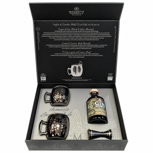 Mazzetti d'Altavilla Momento London Mule Gin Black Edition 46% 50 cl con 2 tazze Mule e jigger