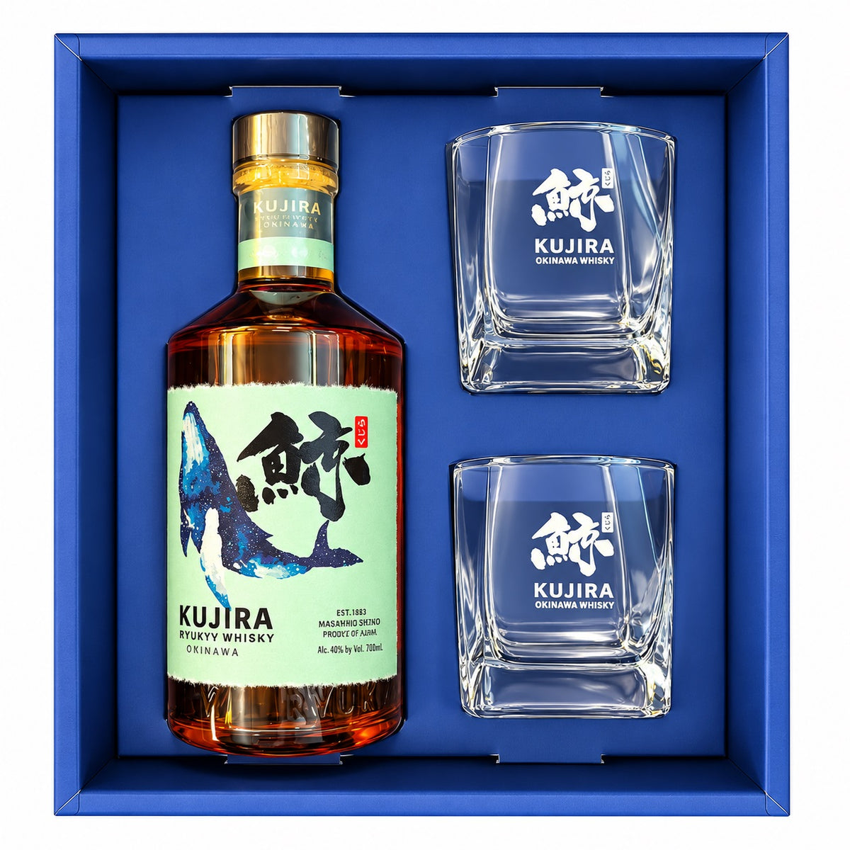 KUJIRA Inari Ryukyu Whisky di Riso 46% 0,70 L confezione con 2 bicchieri