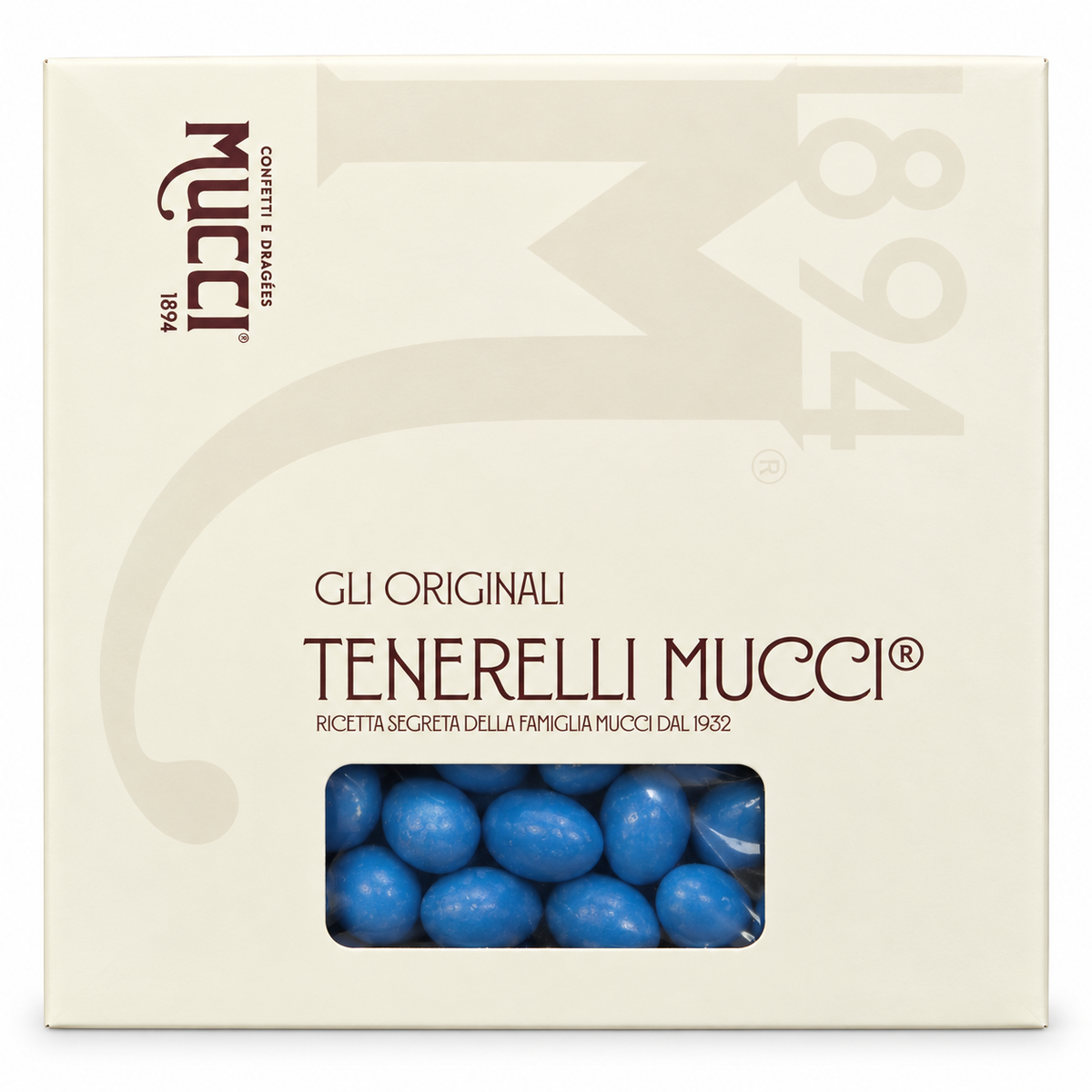 MUCCI GIOVANNI Tenerelli Mucci Azzurri, scatola da 1 kg con confetti azzurri