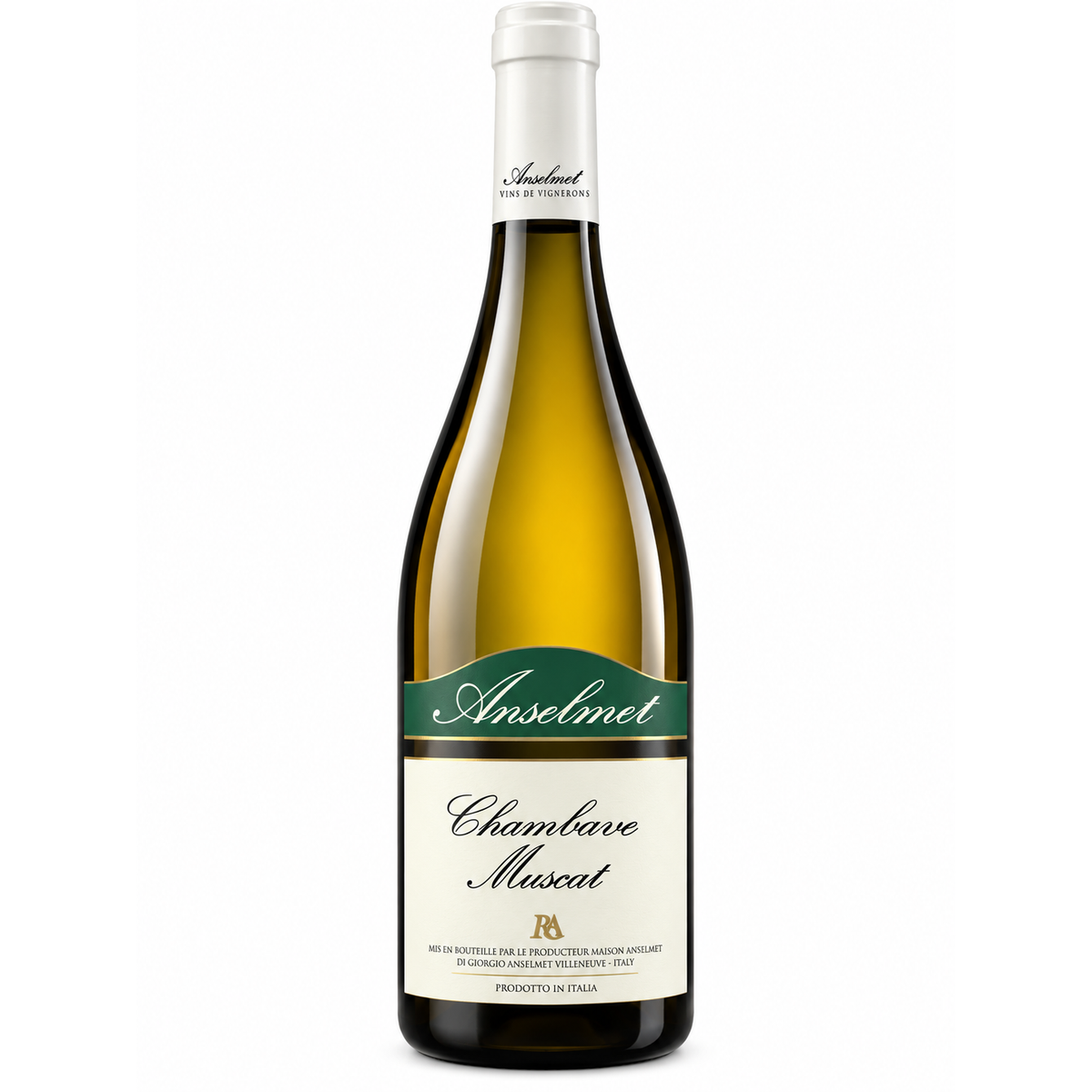 Maison Anselmet Muscat de Chambave Valle d'Aosta DOC 2025 75 cl – immagine prodotto su sfondo bianco