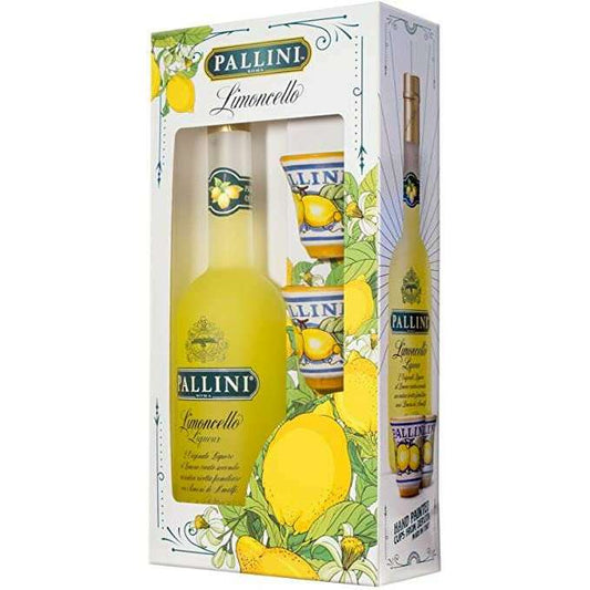 Limoncello Pallini (50CL, 26% Vol.) - Confezione con due bicchieri in ceramica