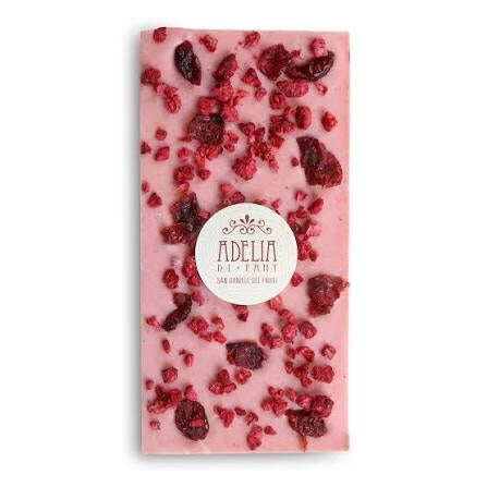 Adelia di Fant Tavoletta Cioccolato Bianco al Lampone con Mirtilli 85 g