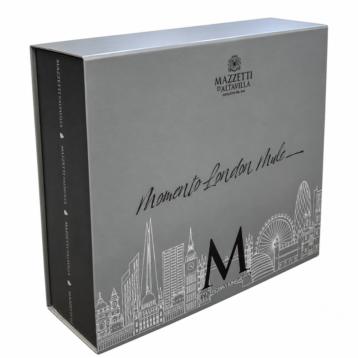 Mazzetti d'Altavilla Momento London Mule Gin Black Edition 46% 50 cl con 2 tazze Mule e jigger