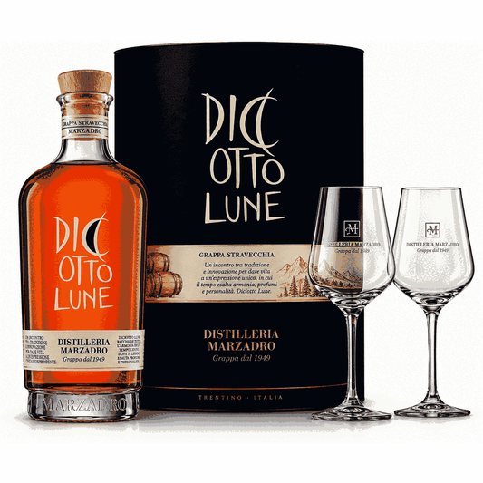 DISTILLERIA MARZADRO – CONFEZIONE DICIOTTO LUNE 50 CL CON 2 BICCHIERI