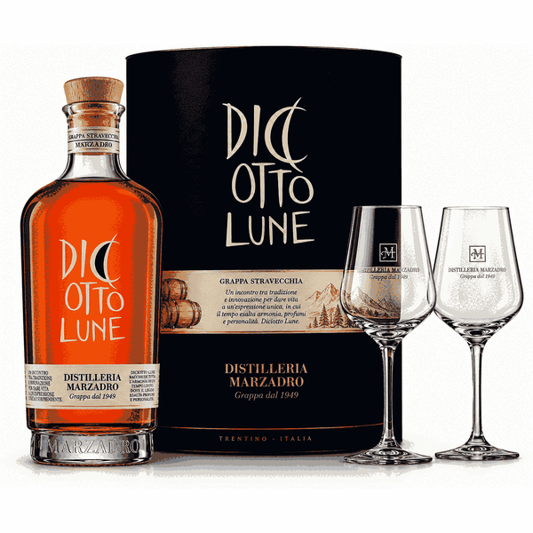 DISTILLERIA MARZADRO – CONFEZIONE DICIOTTO LUNE 50 CL CON 2 BICCHIERI