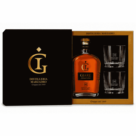 DISTILLERIA MARZADRO – CONFEZIONE GIARE CRISTALLO AMARONE 70 CL CON 2 TUMBLER