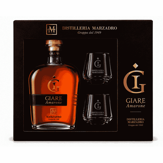 DISTILLERIA MARZADRO – CONFEZIONE GIARE MODERNA AMARONE 70 CL CON 2 BICCHIERI