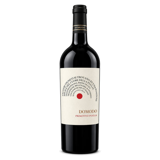 San Marzano Domodo Primitivo Puglia IGP 2025 – bottiglia 75 cl centrata su fondo bianco quadrato