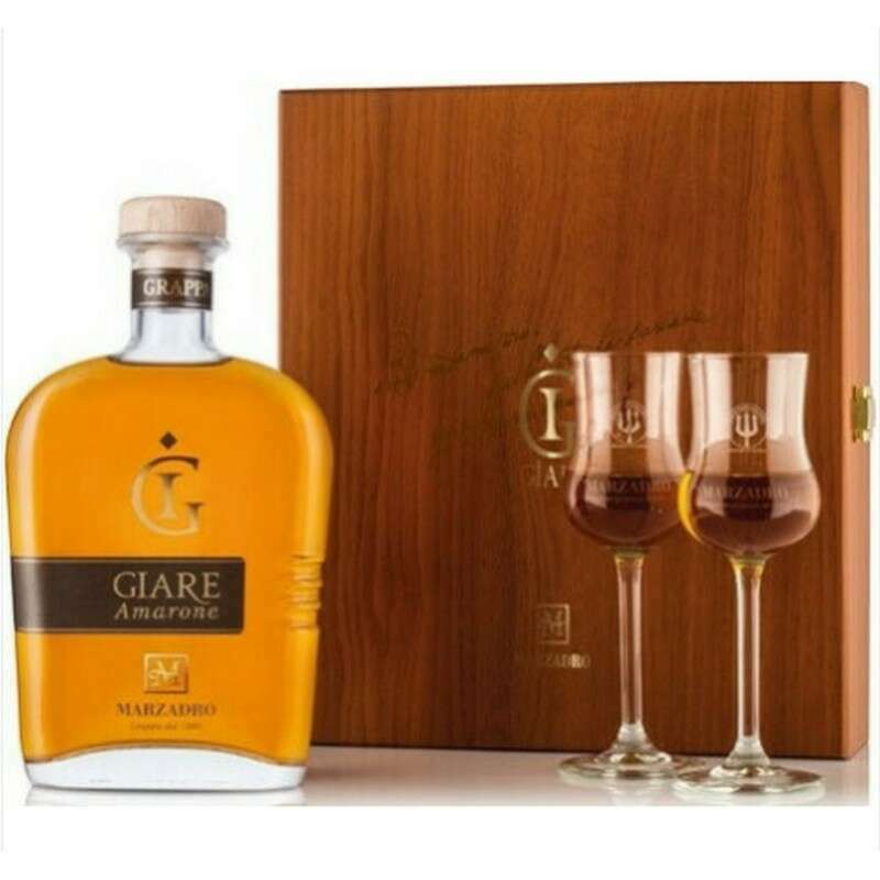 MARZADRO GRAPPA GIARE AMARONE CL 70 + 2 BICCHIERI CASSA LEGNO (70CL, 41% Vol.)