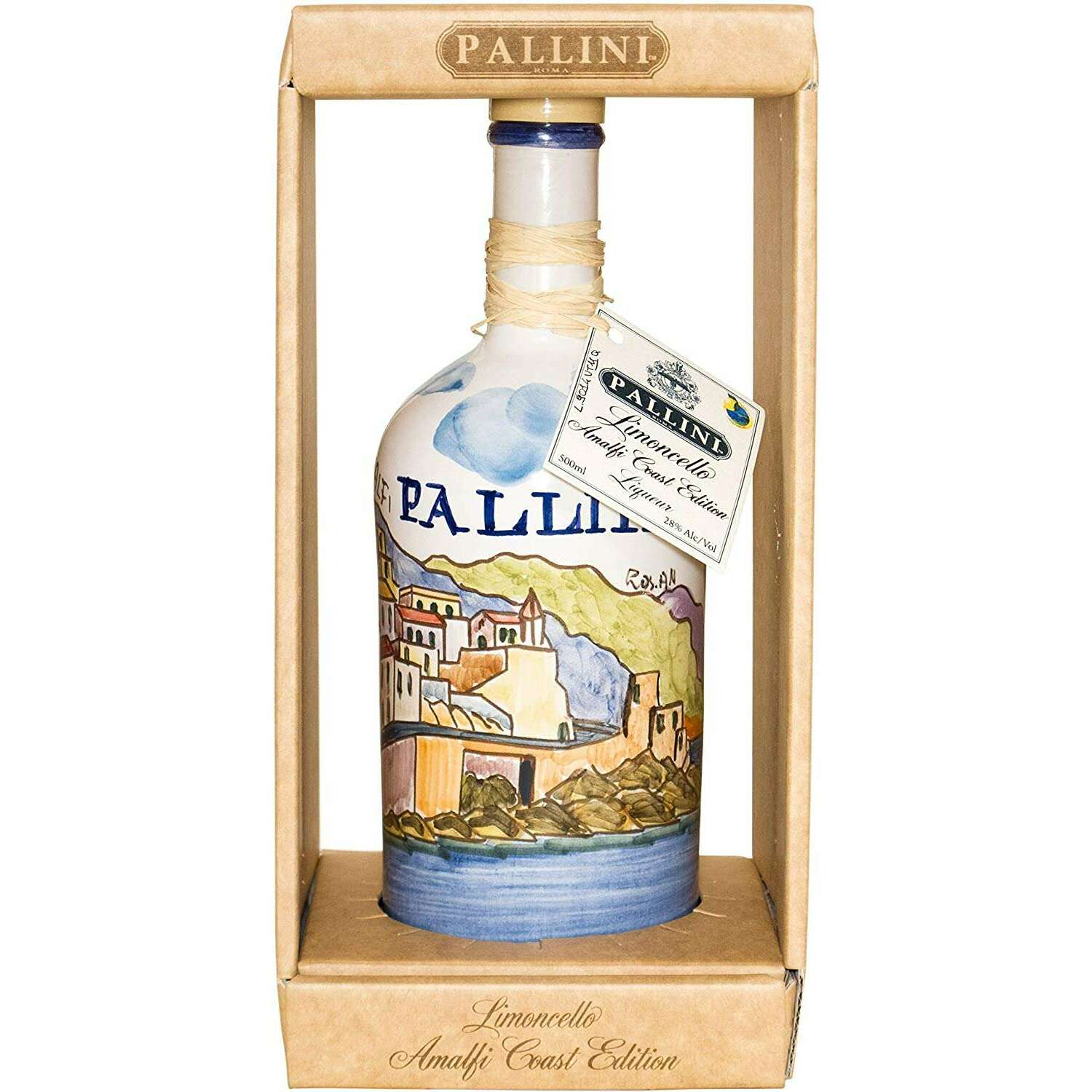 Pallini Limoncello Costa D'Amalfi IGP (50CL, 28.0% Vol.) - Ceramica dipinta a mano