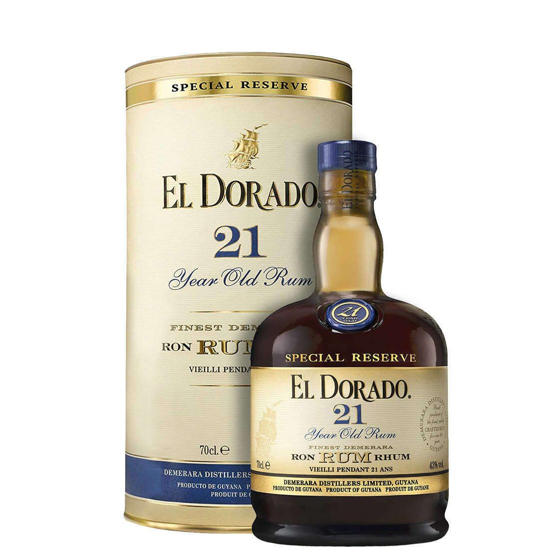 Rum Demerara Special Reserve 21 Years El Dorado  (70CL, 43.0% Vol.)