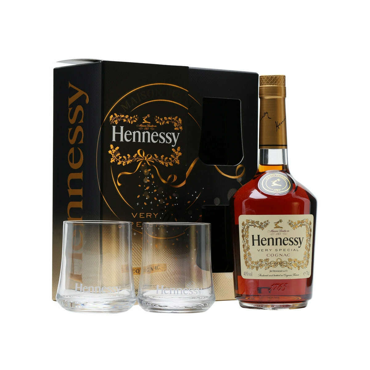 Hennessy very special cognac special pack + 2 bicchieri confezione